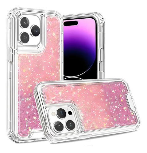 Funda Uso Rudo Bling 3 En 1 Brillos Para iPhone Pro Pro Max