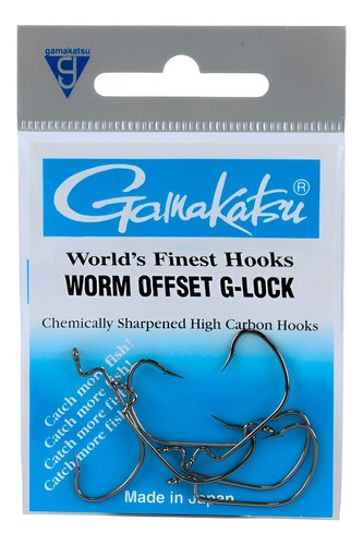 Anzol Worm Off Set G-lock Black 1/0 - Gamakatsu