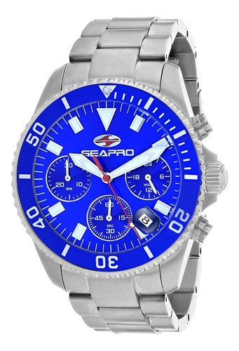 Reloj Hombre Seapro Sp4352 Cuarzo Pulso Plateado En Acero