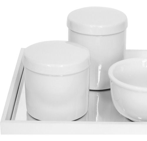 Kit de cuidado para bebês Potinho de Mel Kit Higiene Espelho Potes e Molhadeira Branco branco - x 4