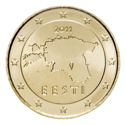 Estonia Moeda 50 Cents De Euro Fc 2011 Mapa