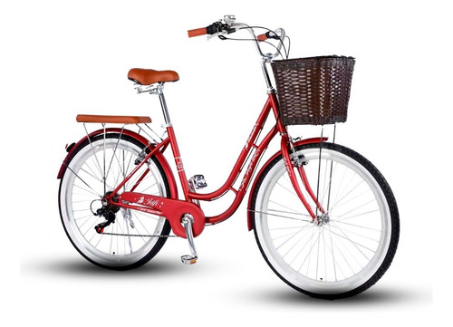 Bicicleta Jafi Lady Lavender Vintage De Mujer 7v Aro 26 Color Rojo