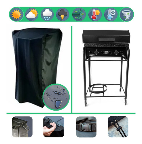 Funda Parrilla Lourdes 60 Gas Con Base Cobertor Impermeable