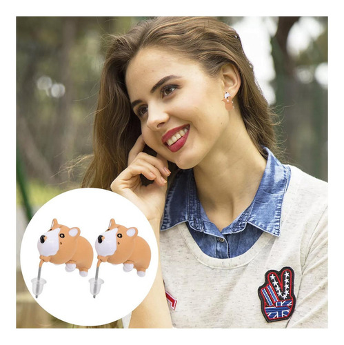 Arete Coloridos, Mxngr-003, 3pzas, Perro, Tuerca, Café, Sili