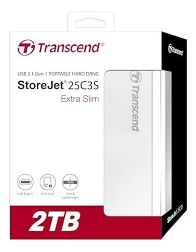 Trascend 2tb Sj25c3s, Disco Duro Externo Portátil, Elegante
