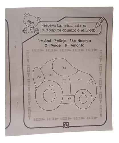Cuaderno Para Colorear Didactico Restas Actividades