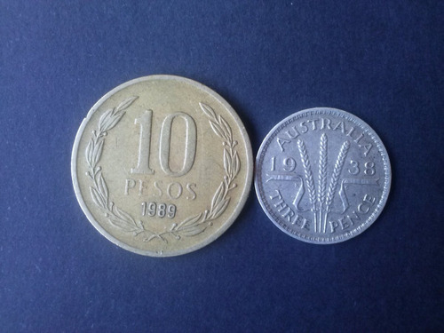 Moneda Australia 3 Pence 1938 Plata (c15)