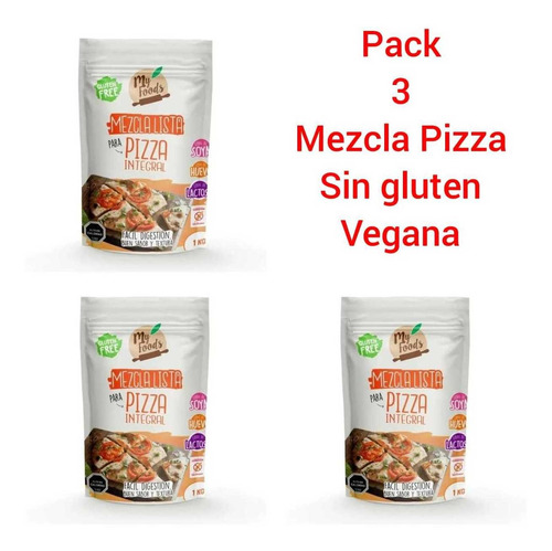 Pack 3 Kilos Mezcla Para Pizza Sin Gluten Vegan My Foods 