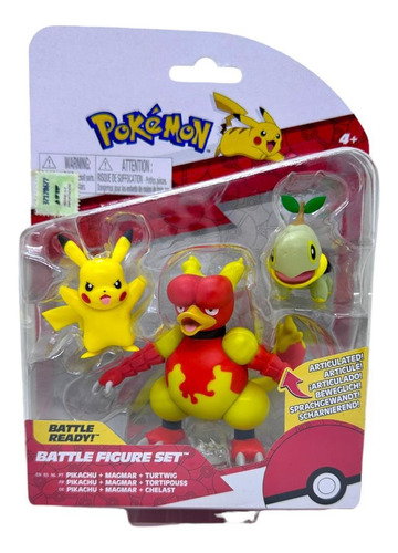 Pokemon Figuras X3 Pikachu, Magmar, Turtwig