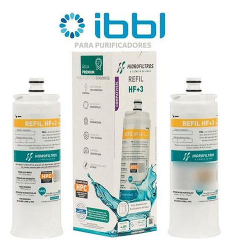 Refil C+3 Filtro Compatível Ibbl Purificador De Água Kit 2 Branco