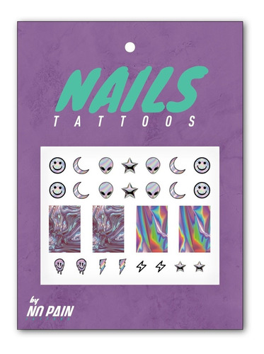Imagen 1 de 2 de Nails Tattoos Tatuajes Uñas Sticker Acid Metallic Halloween