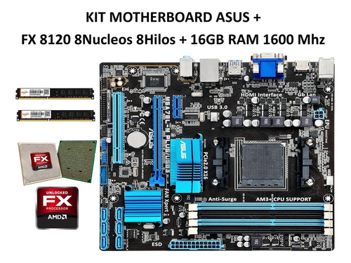 Kit Mother Asus M5a78lm Plus/usb3 +fx 8120 8n8h + 16gb Ram 