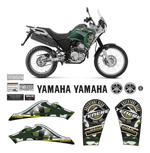 Kit Adesivo Yamaha Tenere 250 2018 2022 Verde Cor padrão