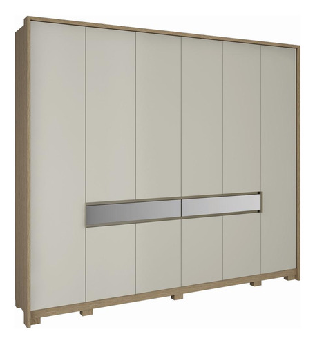 Guarda Roupa 10 Portas Espelho Regência Mdf Marrom Off White