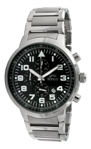 Reloj Hombre Gino Franco 9668bk Cuarzo Pulso Plateado En