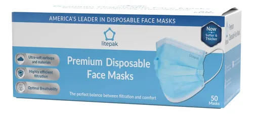 Litepak Pcs Premium Mascarilla Desechable Suave 3ply Nariz .
