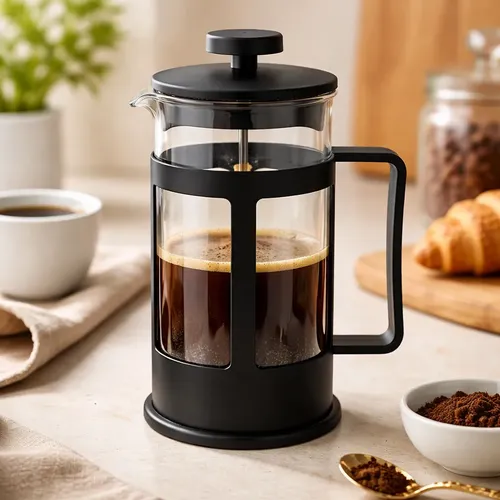 Cafeteira Prensa Francesa Café Expresso Leite Cremoso Preto