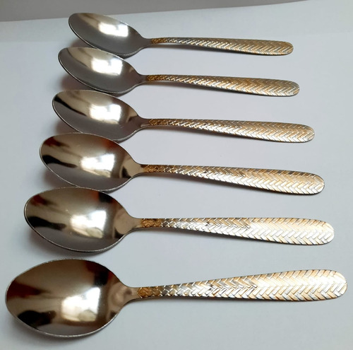 X12 Cucharitas Metal Gold Postre Café Acero Inoxidable 15 Cm