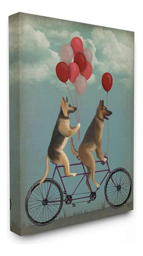 Stupell Industries German Shepard Dogs On Bicycle With Ballo