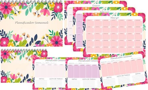 Kit  Imprimible +18 Planners A4 +pdf + Editables Floral