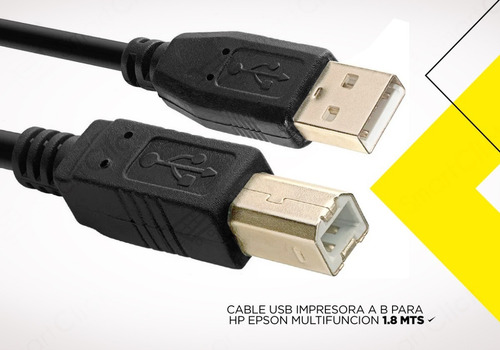 Imagen 8 de 10 de Cable Usb Impresora A B Para Hp Epson Multifuncion 1.8 Mts