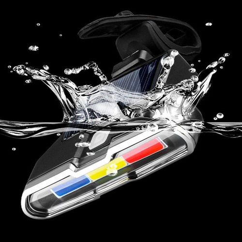 Lámpara Trasera Para Bicicleta 7 Colores Usb C/ Carga Solar Color Negro