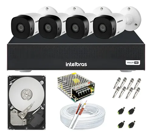 Kit CFTV Intelbras 4 câmeras com DVR