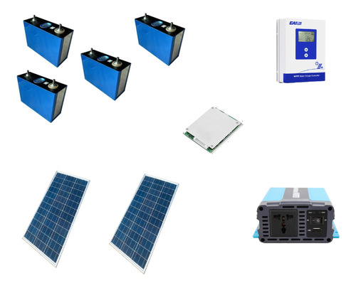Kit Litio Bms Cargador Solar Inversor 700w Paneles Solares