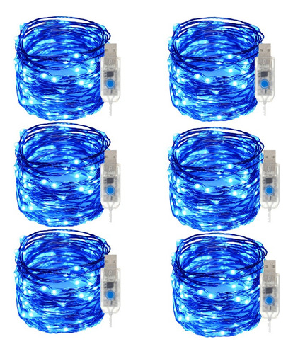 6pcs 20m Navidad Usb Led Cobre Alambre Hada Cadena Luz