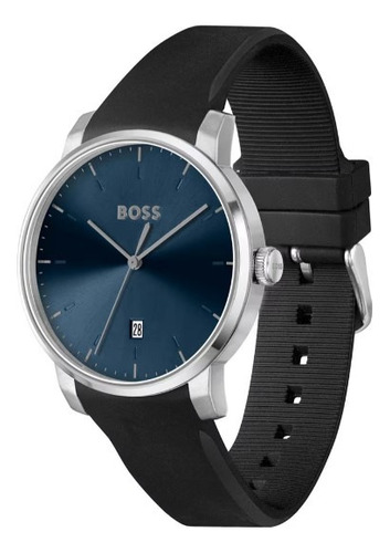 Reloj Hugo Boss Silicon Negro Y Azul Hombre 41 Mm 1514131