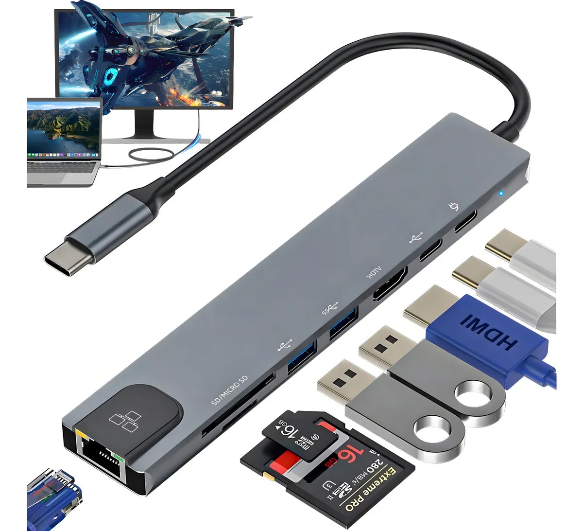 Hubs USB más vendidos de 2024: ¡Descubre el potente adaptador 8 en 1 y más!