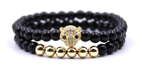 Pulsera Hombre Cabeza De Lepoardo (oro)