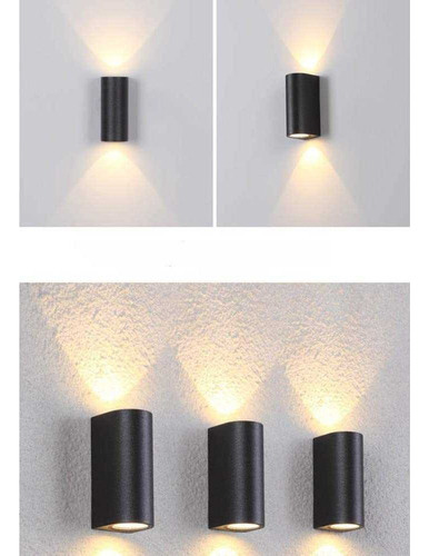 Aplique Led Doble Luz Calida 3000k Color Negro