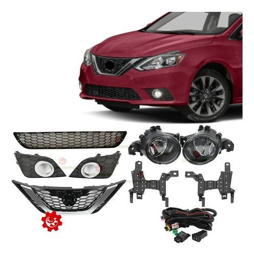 Kit Frontal Parrilla  Para 2016-2018 Nissan Sentra Set 8pcs