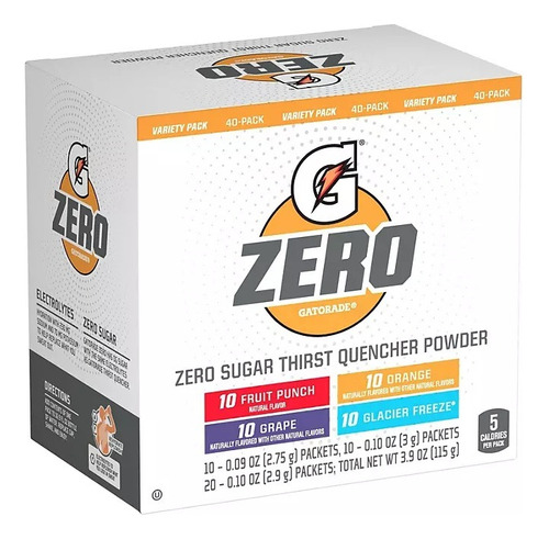 Gatorade Zero 40 Pack Bebida En Polvo Para Envase De 500ml