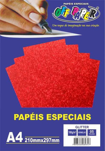 Papel Especial Artesanato Glitter A4 210x297mm - 10 Unidades