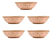 Comprar Set X 5 Panera Redonda De Mimbre 22cm Pan Tostadas Galletas