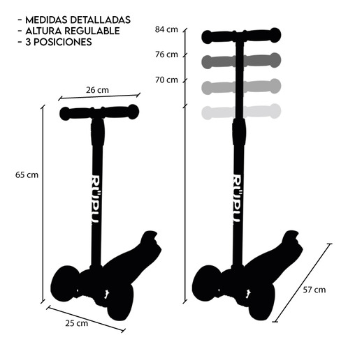 Scooter Monopatin Cat Fun Niñas Rupu Rueda Led Regulable