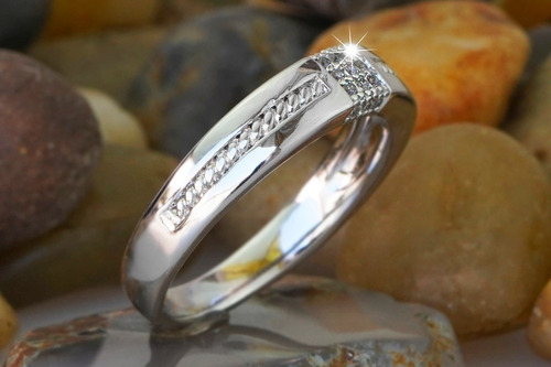 Imagen 5 de 8 de Anillos Compromiso Oro Blanco 18k Circonias Cubicas Mamá