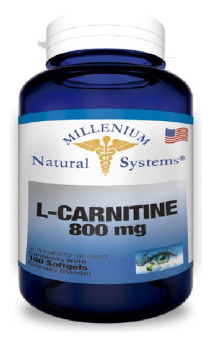 L- Carnitine L  Carnitina 800mg 100 Cápsulas Blandas Systems