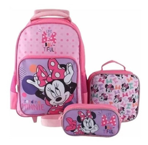 Pack Minnie Mouse Mochila Trolley Lonchera Estuche /jp Ideas