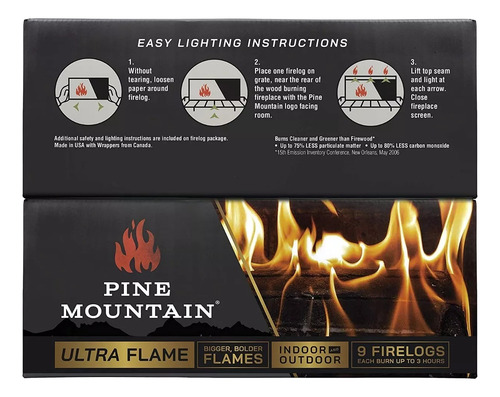 Leña Para Chimenea Pine Mountain Ultraflame 9 Leños Original (Usado)