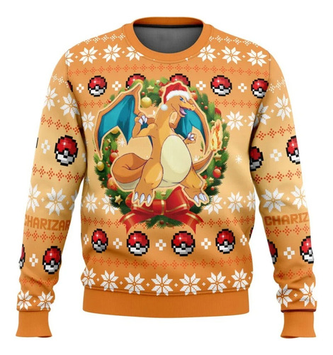 Polera Pokemon Charizard Poleras Navidad Ugly Sublimado Full