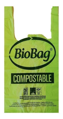 Bolsas Biobag Tipo Camiseta 40x50 Compostable 50un.