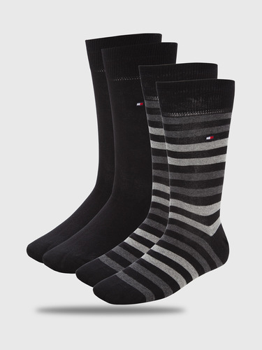 Pack 2 Pares Calcet. Duo Stripe Hombre Tommy Hilfiger Negro