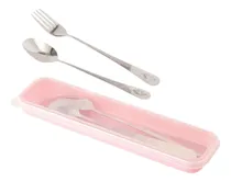 Comprar Conjunto Talher Garfo E Colher Estojo Marmita Prático Cor Kit Marmita Colher E Garfo Estojo Rosa