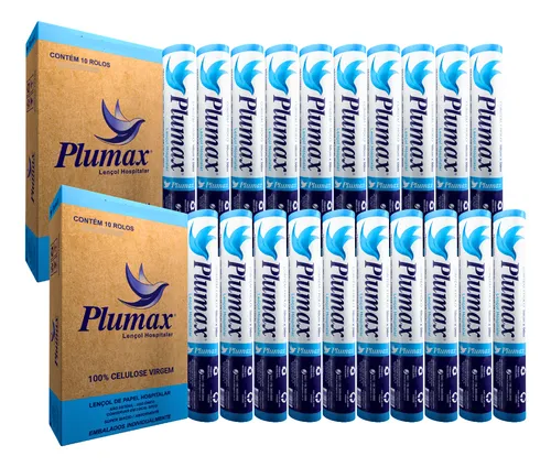 comprar Papel Lençol Descartável Maca Plumax 70cmx50m Kit 20 Rolos