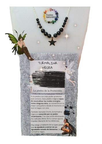 Collar Piedra Turmalina Negra Con Estrella Plata ,protección