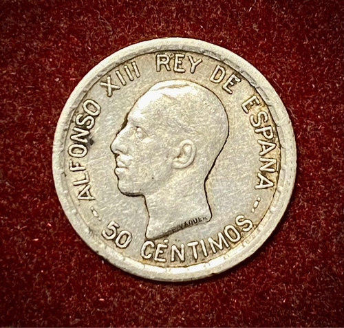 Moneda 50 Céntimos España 1926 Km 741 Plata 0.835 Alfonso 13 (Usado)