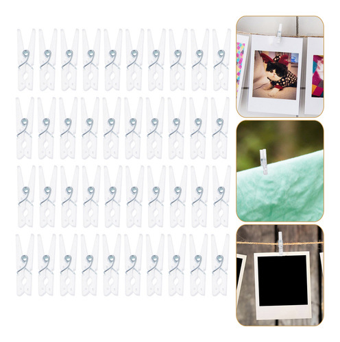 100 Mini Clips Transparentes For Colgar Fotos Y Manualidades